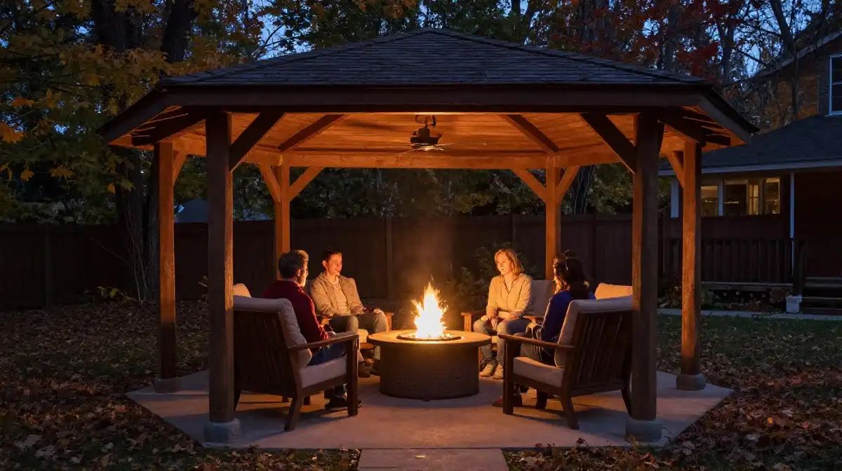 Backyard Gazebo with Fire Pit for Cozy Nights