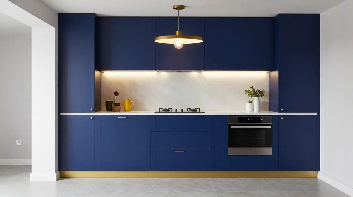 Basement Kitchenette with Bold Colors