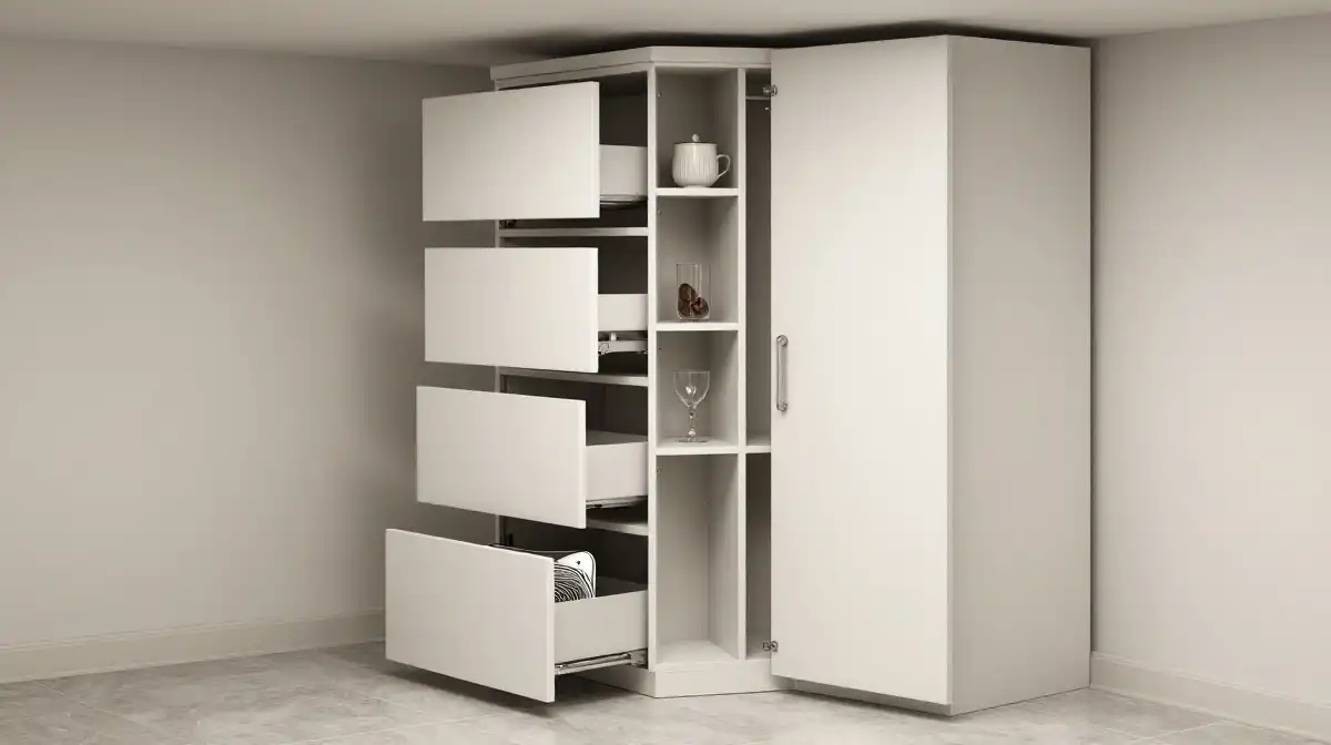 Basement Kitchenette with Smart Storage Solutions
