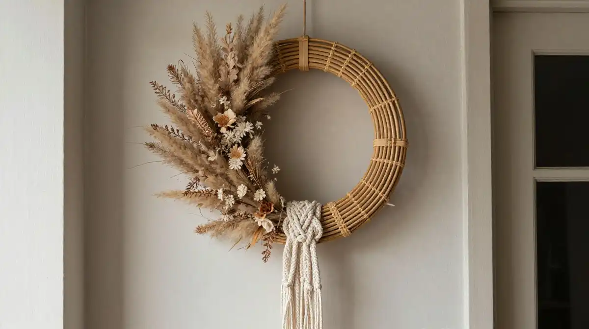 Boho Summer Wreath Ideas with Natural Textures and Pampas Grass