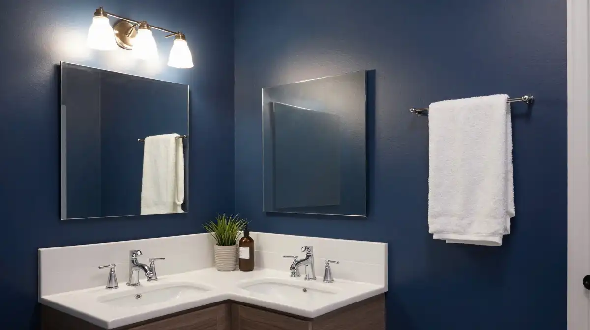 Budget-Friendly Moody Blue Bathroom Makeover Ideas