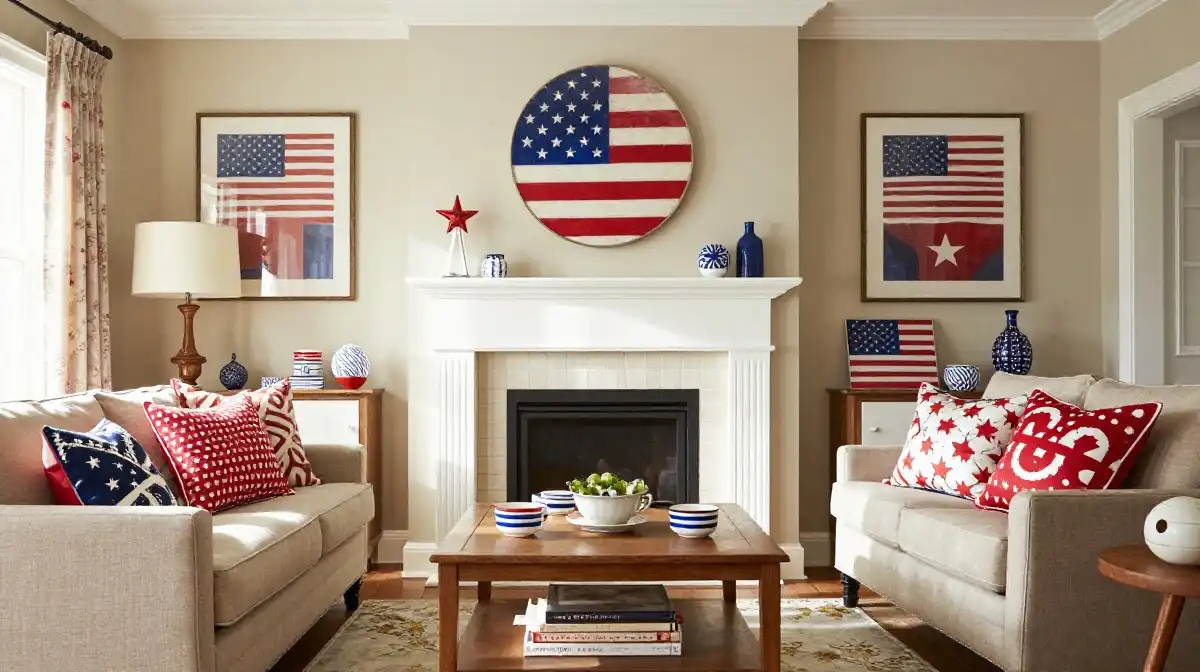 Creative Red White and Blue Living Room Decorations