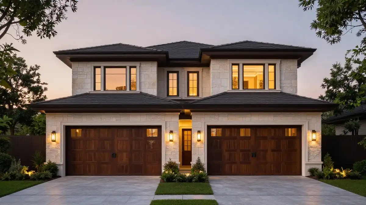 Elegant Double Garage Door Designs for Large Modern Homes