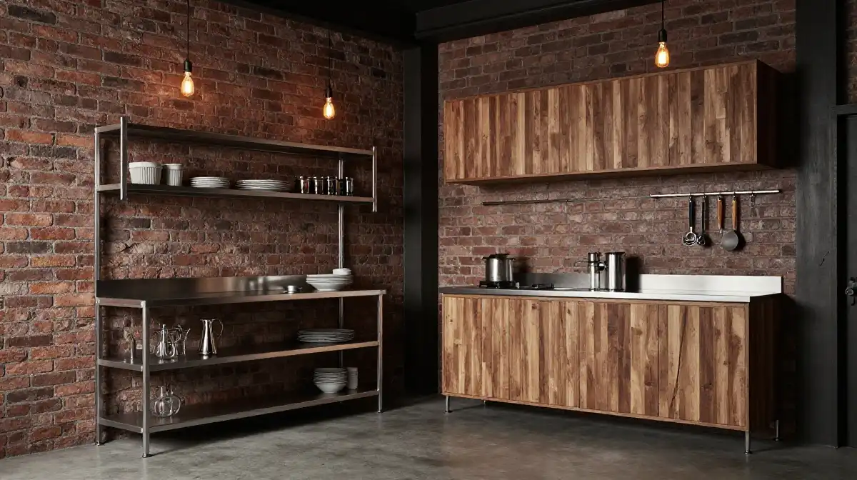 Industrial Style Basement Kitchenette