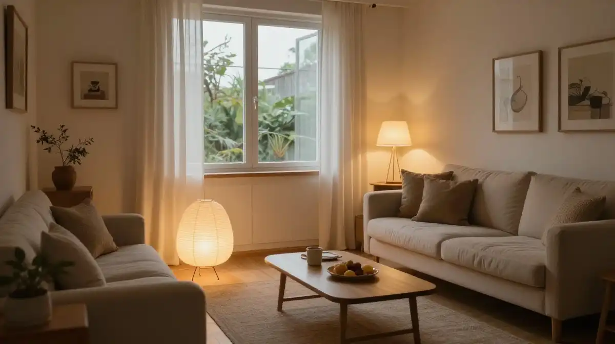 Japandi Living Room Lighting Ideas for a Soft Cozy Feel