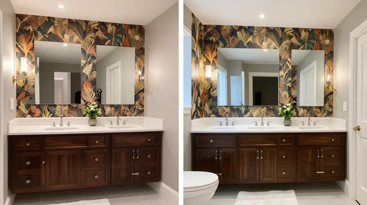 Luxury Bathroom Makeover Ideas Using Bold Wallpaper