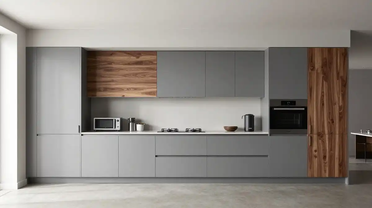 Modern Gray and Wood Kitchen Cabinet Combinations
