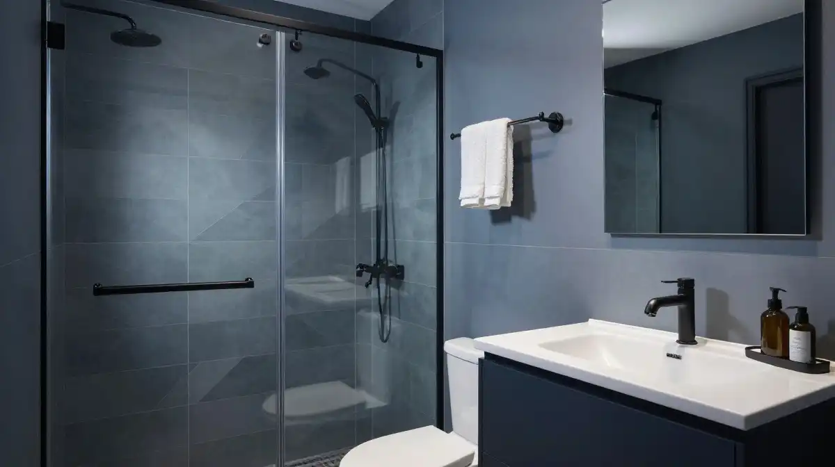 Modern Moody Blue Bathroom Design Inspiration