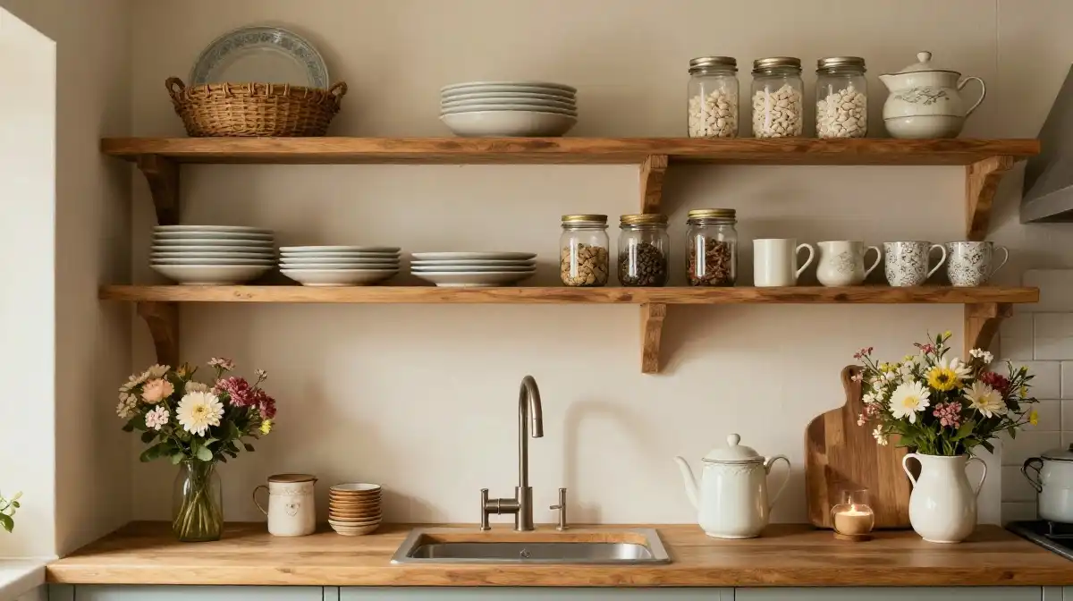 Open Shelving Ideas for a Cottagecore Kitchen