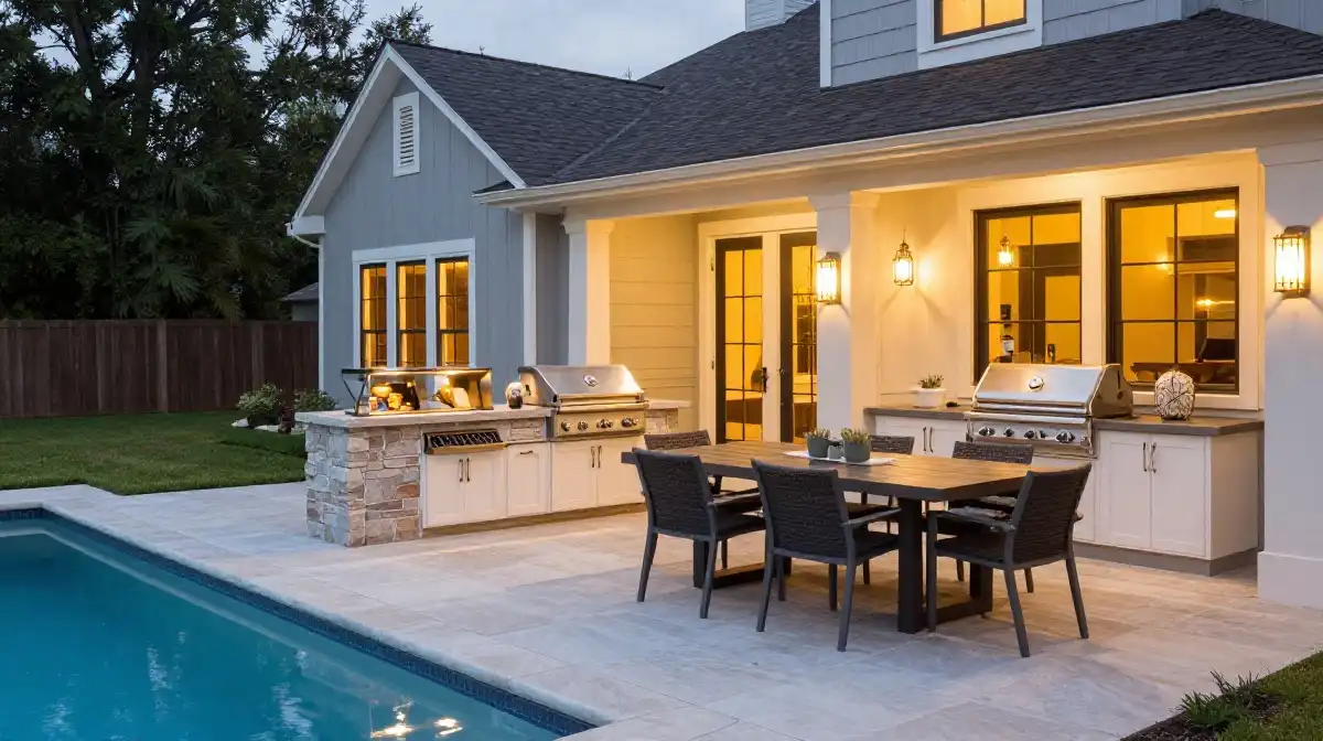 Outdoor Kitchens and Dining Spaces Near the Pool