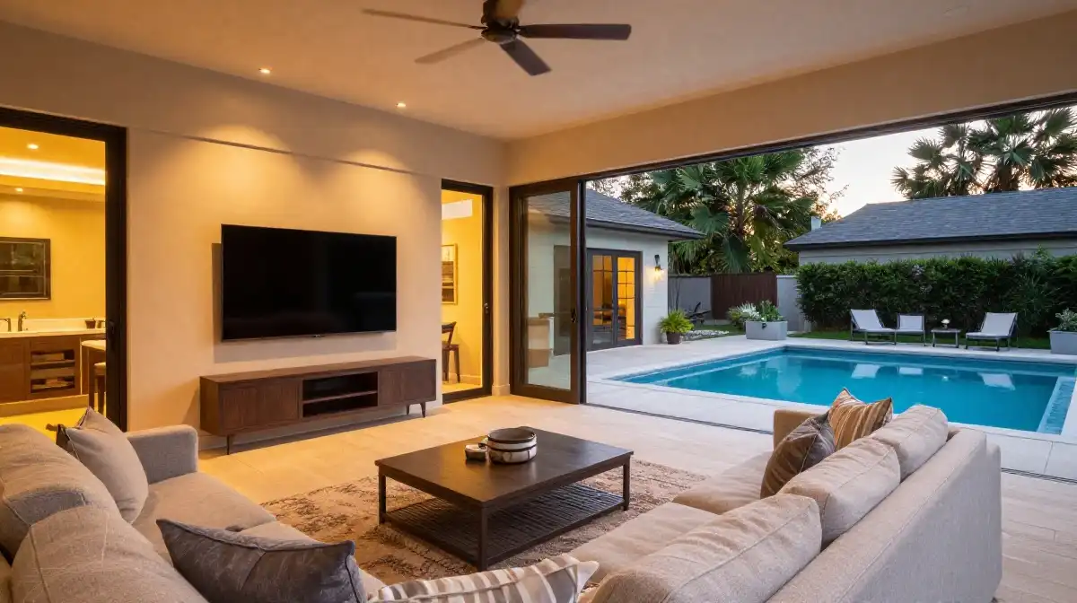 Outdoor Living Room Pool House Design Inspiration