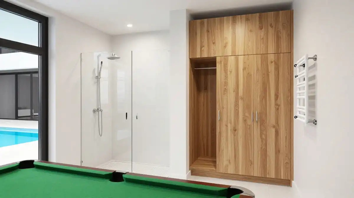 Pool House with Bathroom and Changing Room Concepts