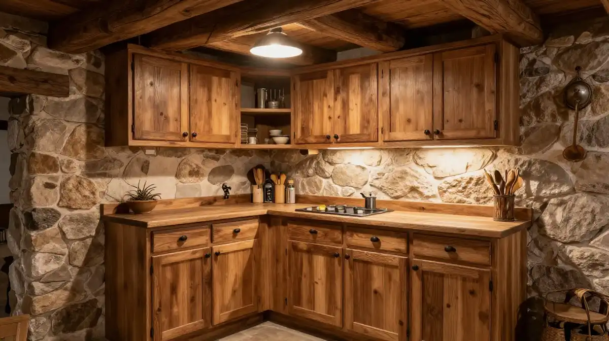 Rustic Basement Kitchenette Idea