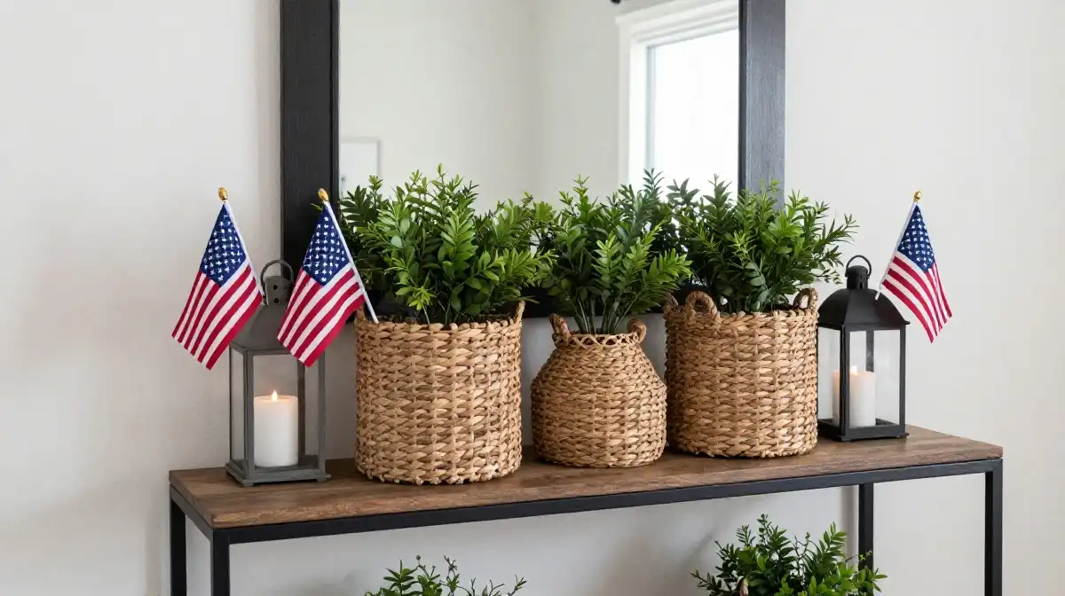 Simple Patriotic Entryway Decor for Guests