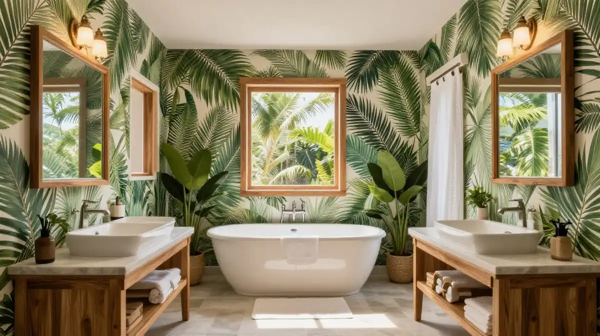 Tropical Bathroom Wallpaper Ideas for a Luxury Feel