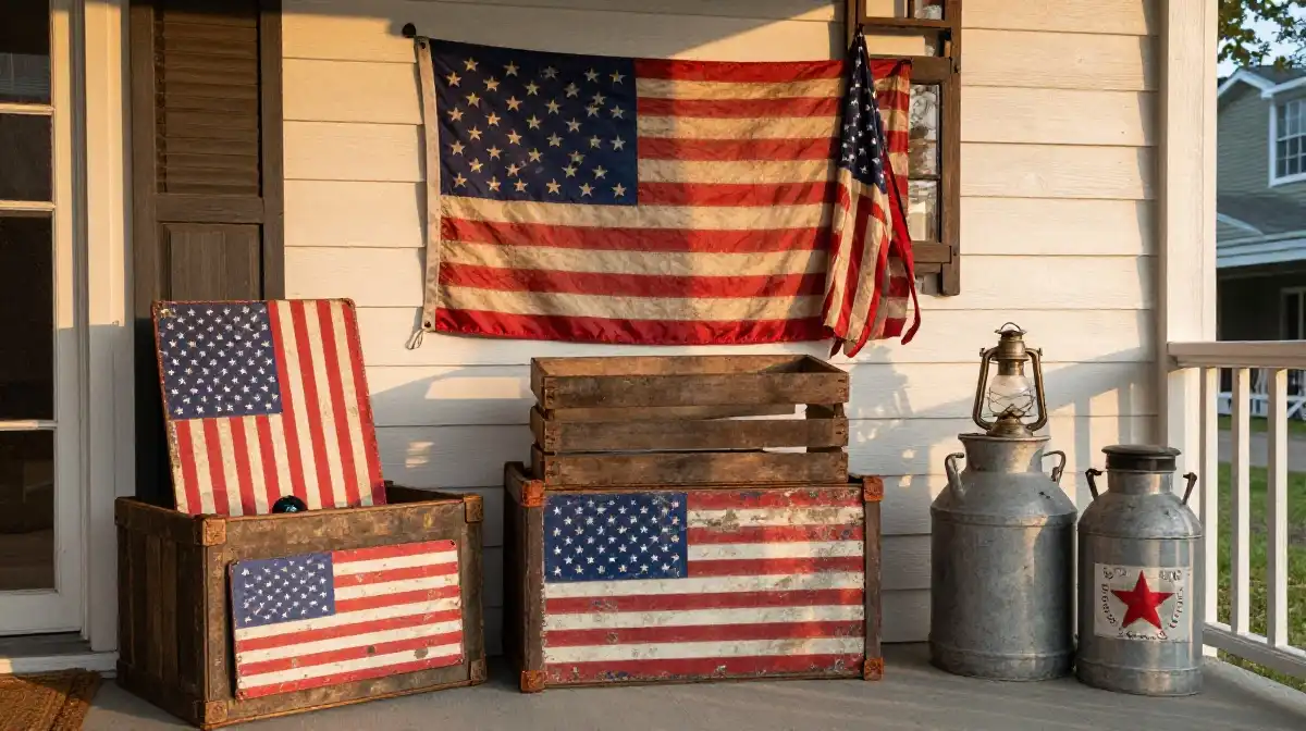 Vintage Americana Porch Decorations for July 4th