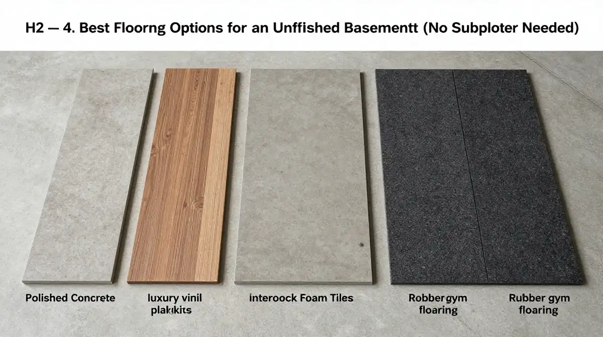 Best Flooring Options for an Unfinished Basement (No Subfloor Needed)