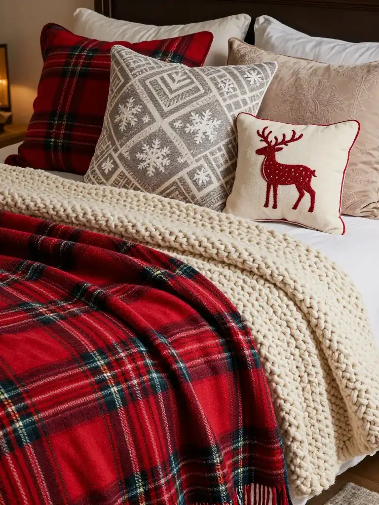 Christmas Pillows, Throws, and Textiles to Add Festive Touch