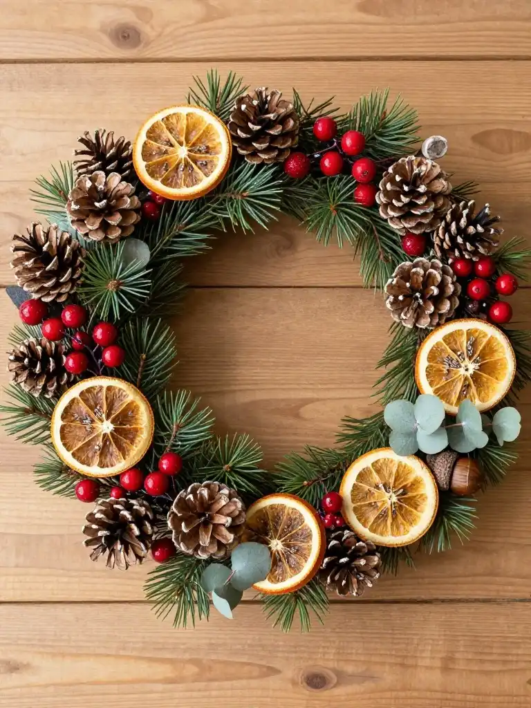 Christmas Wreath Ideas Using Pinecones, Berries, and Natural Materials