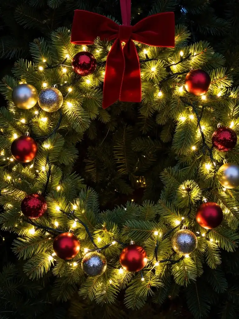 Christmas Wreath Ideas with Lights, Ribbons, and Ornaments