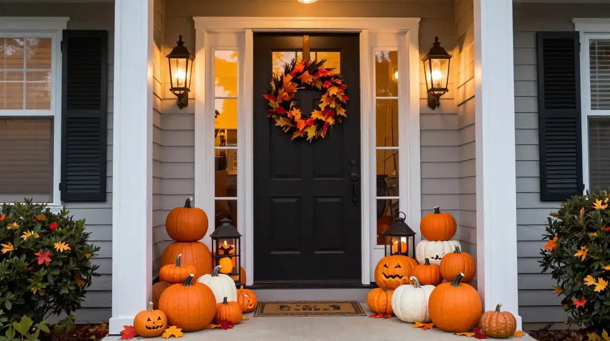 Classic Pumpkin-Themed Halloween Door Decorations