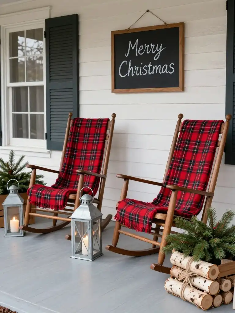 Cozy Farmhouse Front Porch Christmas Decor Ideas