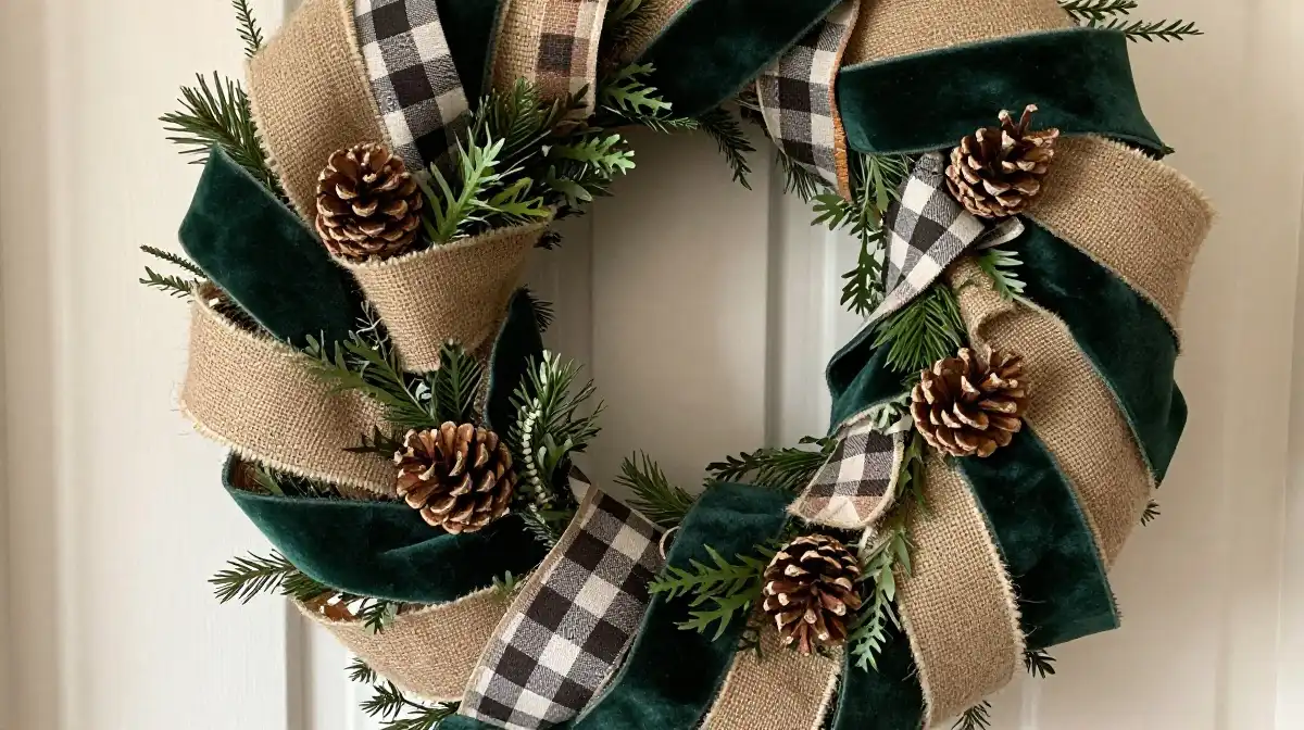 Cozy Farmhouse Ribbon and Burlap Winter Wreath Styles