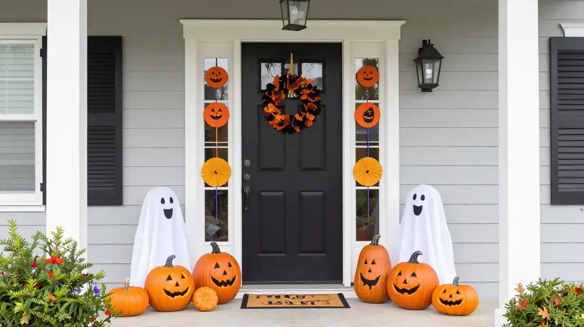Cute Halloween Door Decorations for Family Homes