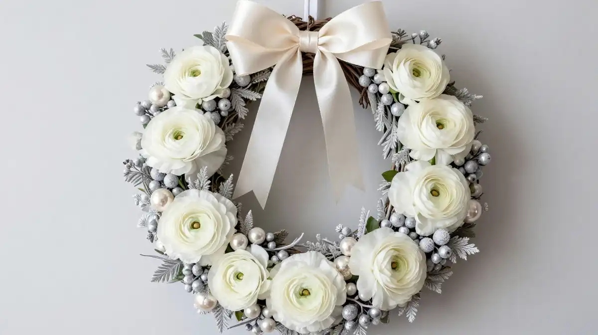 Elegant White and Silver Winter Wreath Designs