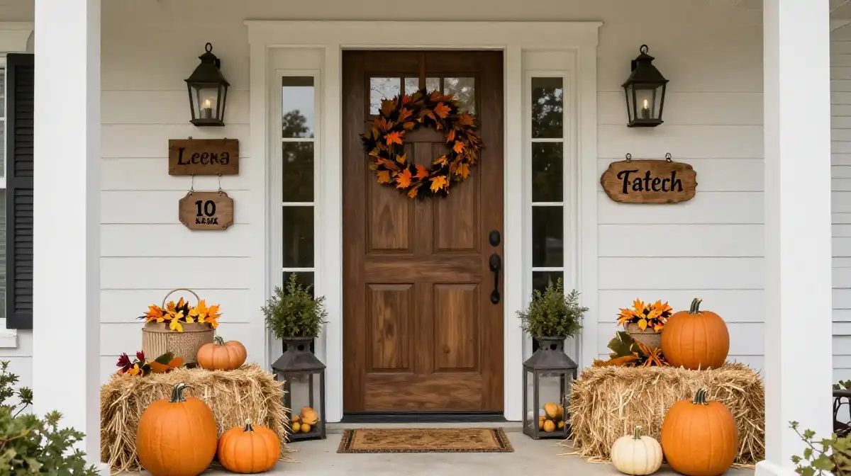 Farmhouse Halloween Door Decorations with Rustic Charm