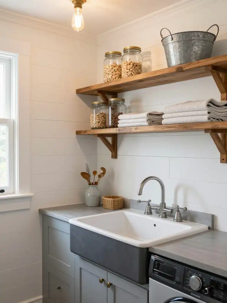 Farmhouse Style Laundry Room Wallpaper Designs