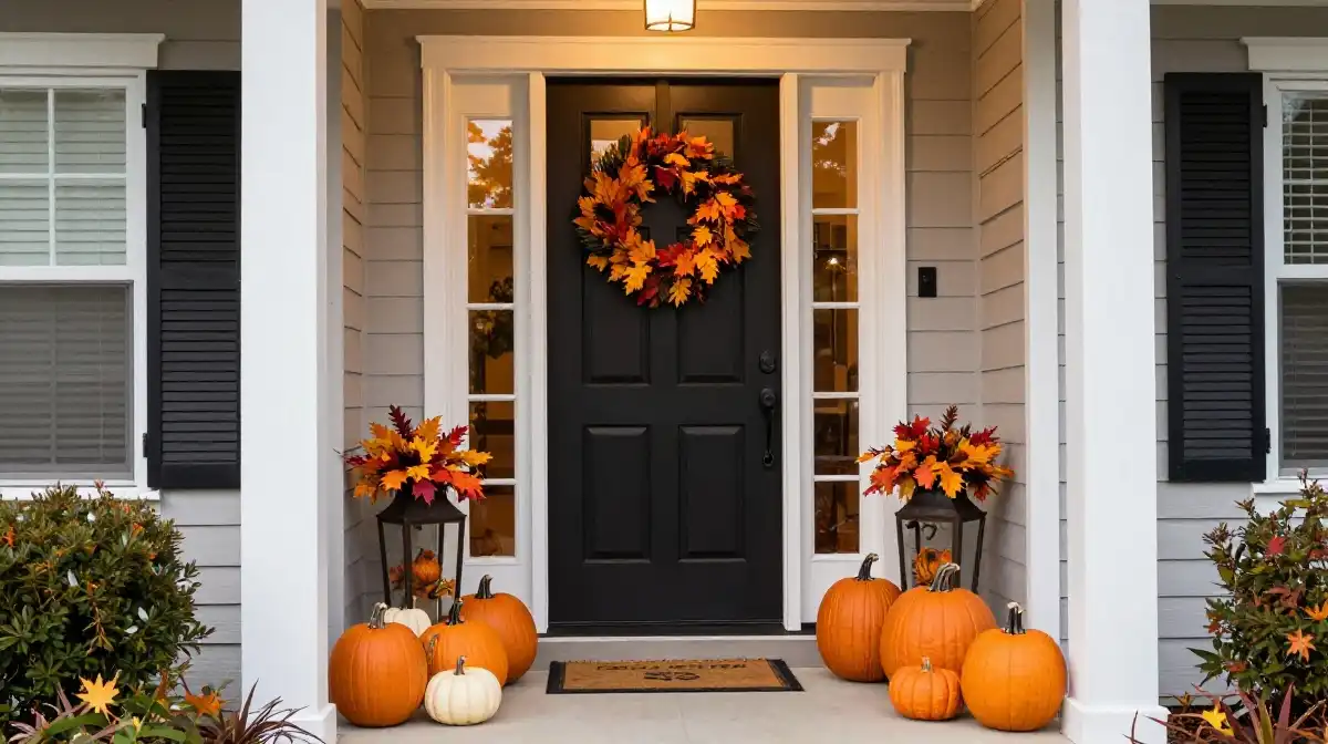 How to Combine Fall and Halloween Door Decorations Beautifully