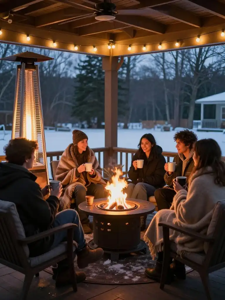 How to Keep Your Porch Warm in Winter With Heaters, Fire Pits, and Blankets