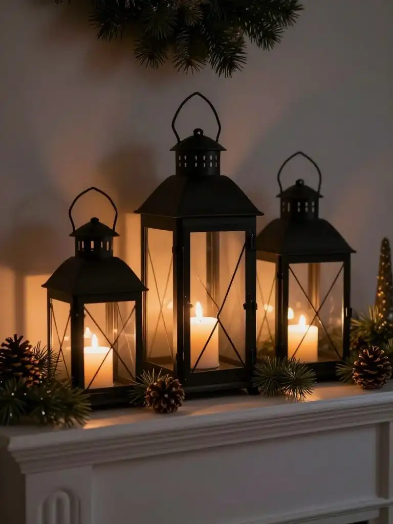 How to Style a Winter Mantel With Candles and Lanterns