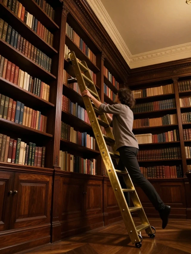 Ladder Shelves and Rolling Library Ladders: Style Meets Function