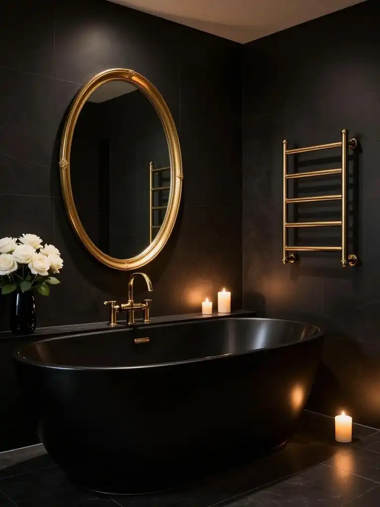 Luxury Black Bathroom Ideas with Gold and Brass Accents