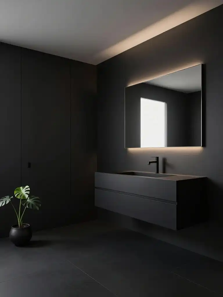 Modern Minimalist Black Bathroom Design Inspiration