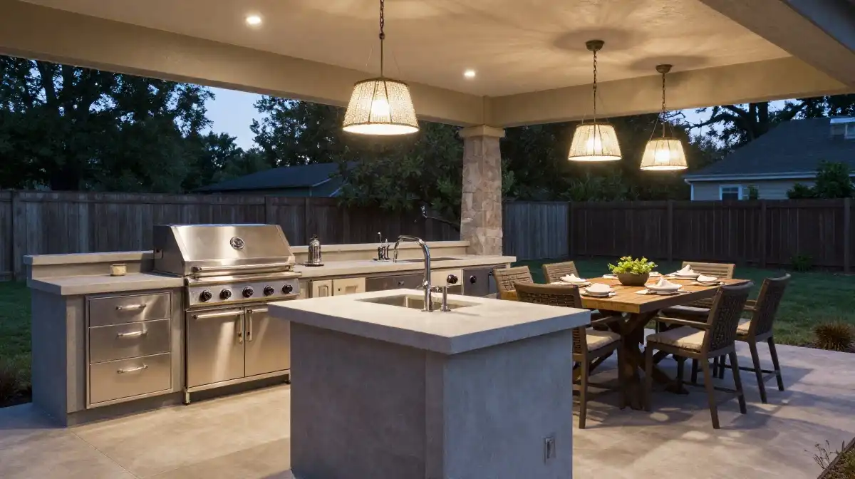 Outdoor Kitchen and Dining Back Patio Ideas