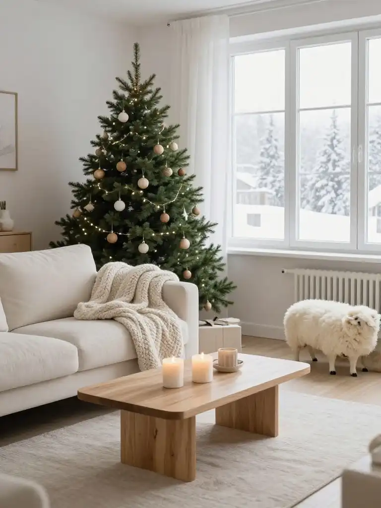 Scandi and Hygge Christmas Living Room Decor