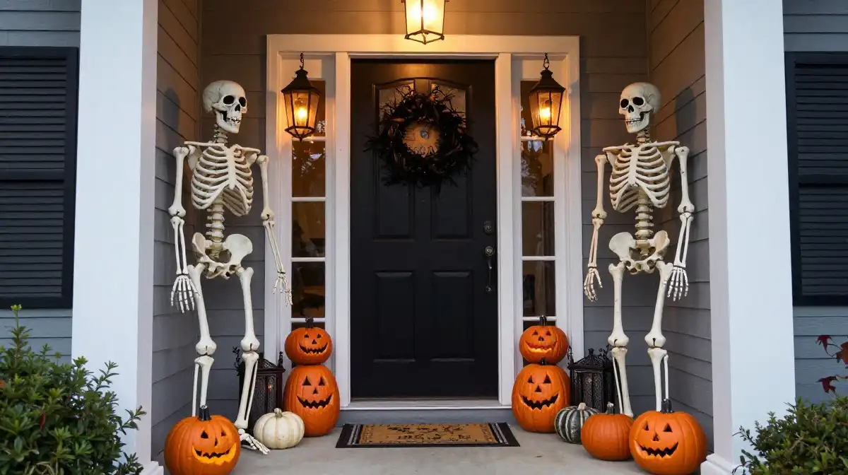 Skeleton-Themed Door Decorations for a Creepy Vibe
