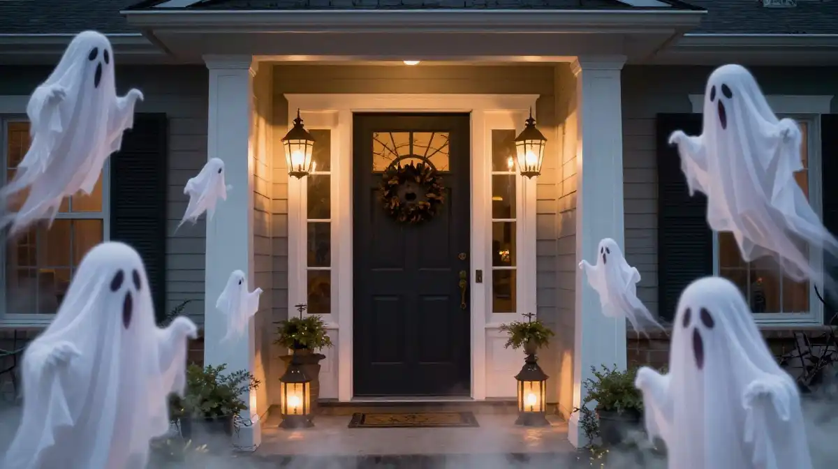 Spooky Ghost Door Ideas for a Haunted Entrance