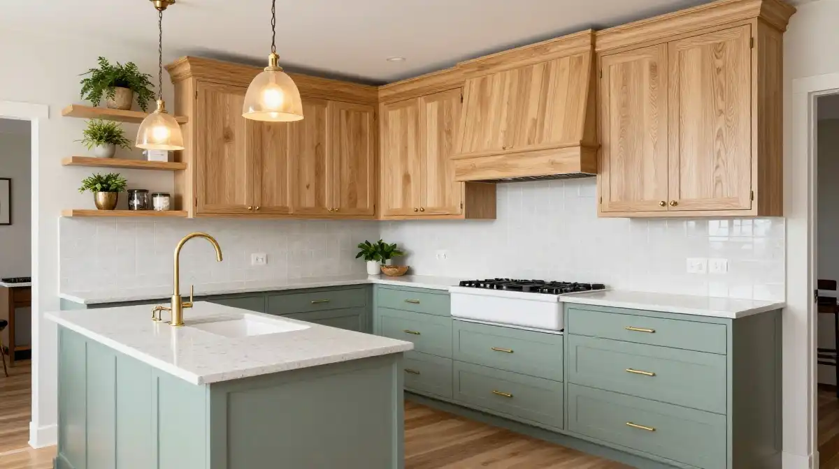 Two-Tone Kitchen Designs Featuring Green Cabinets