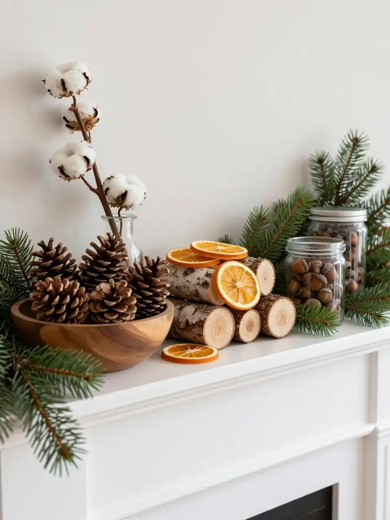Winter Mantel Decorating Ideas Using Natural Elements