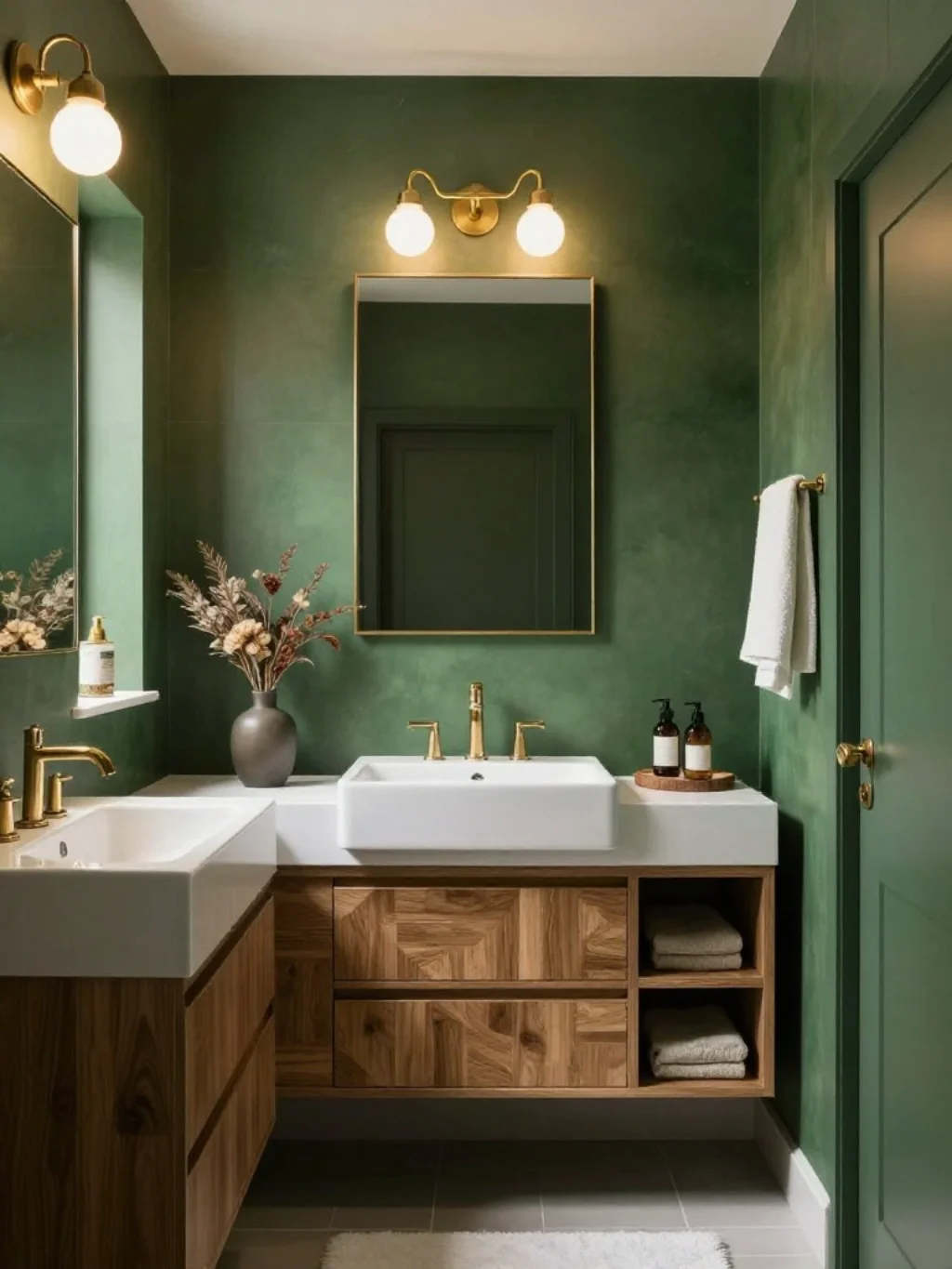 Forest Green Bathroom Walls for a Bold Statement