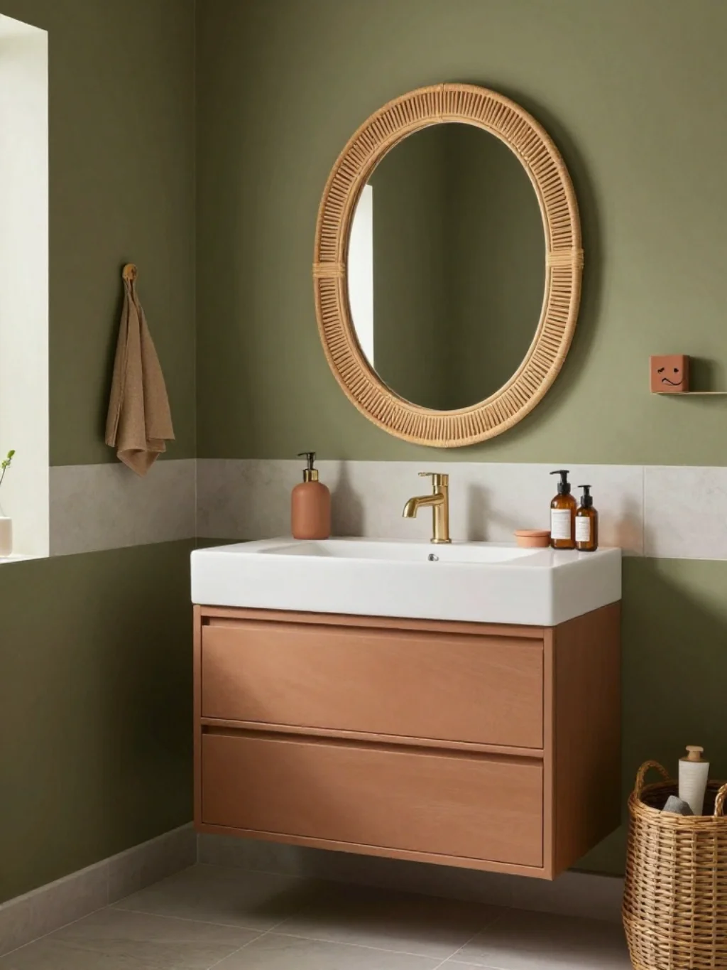 Olive Green Bathroom Décor for an Earthy Vibe
