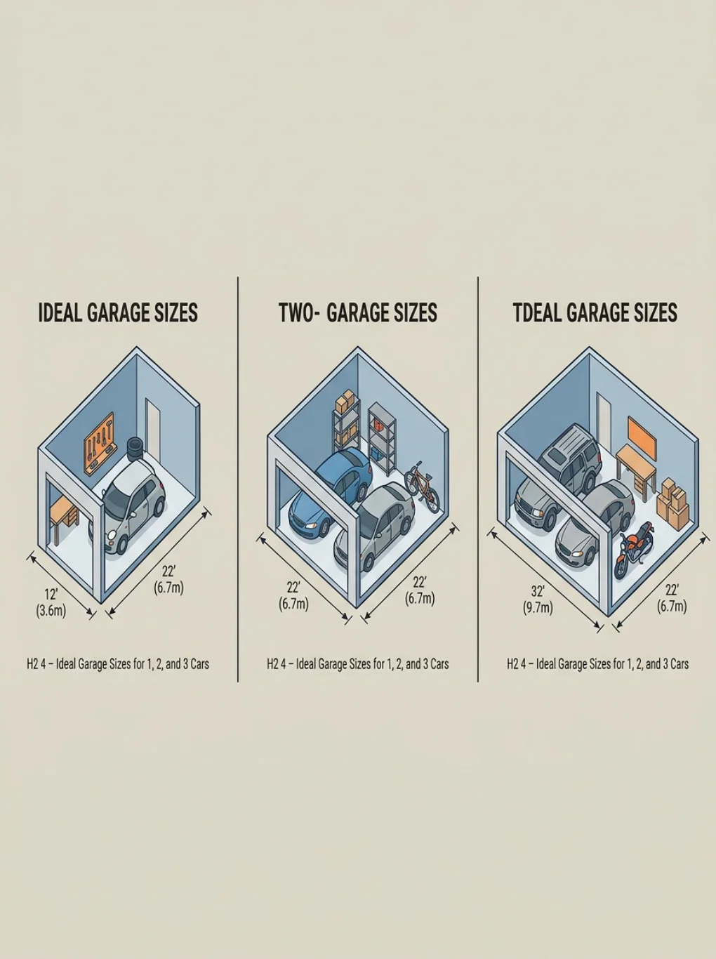 Ideal Garage Sizes for 1, 2, and 3 Cars