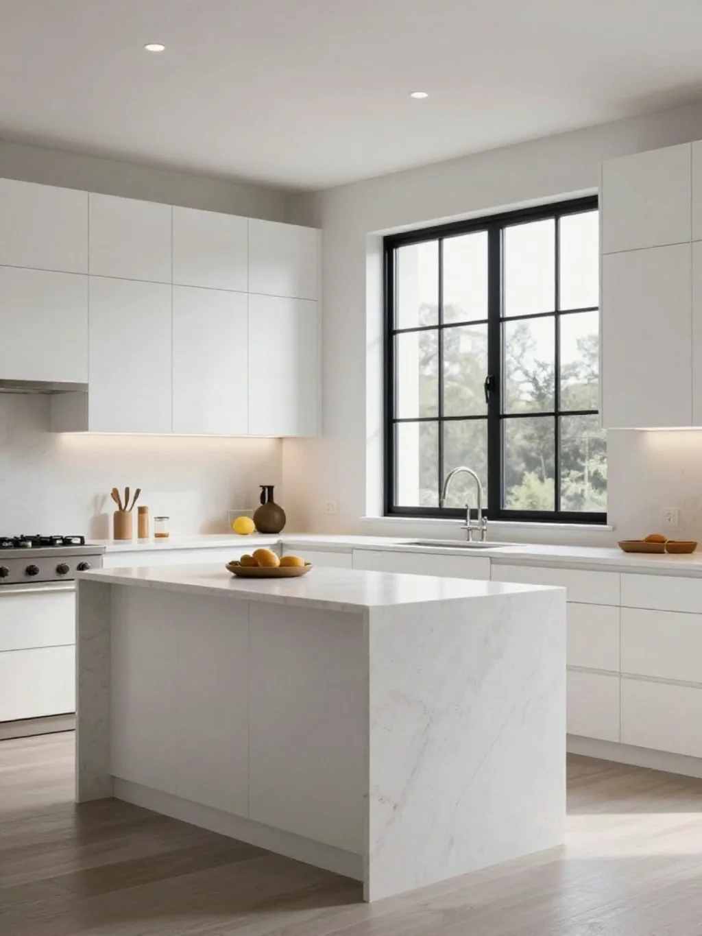 Modern White Kitchen with Sleek Finishes