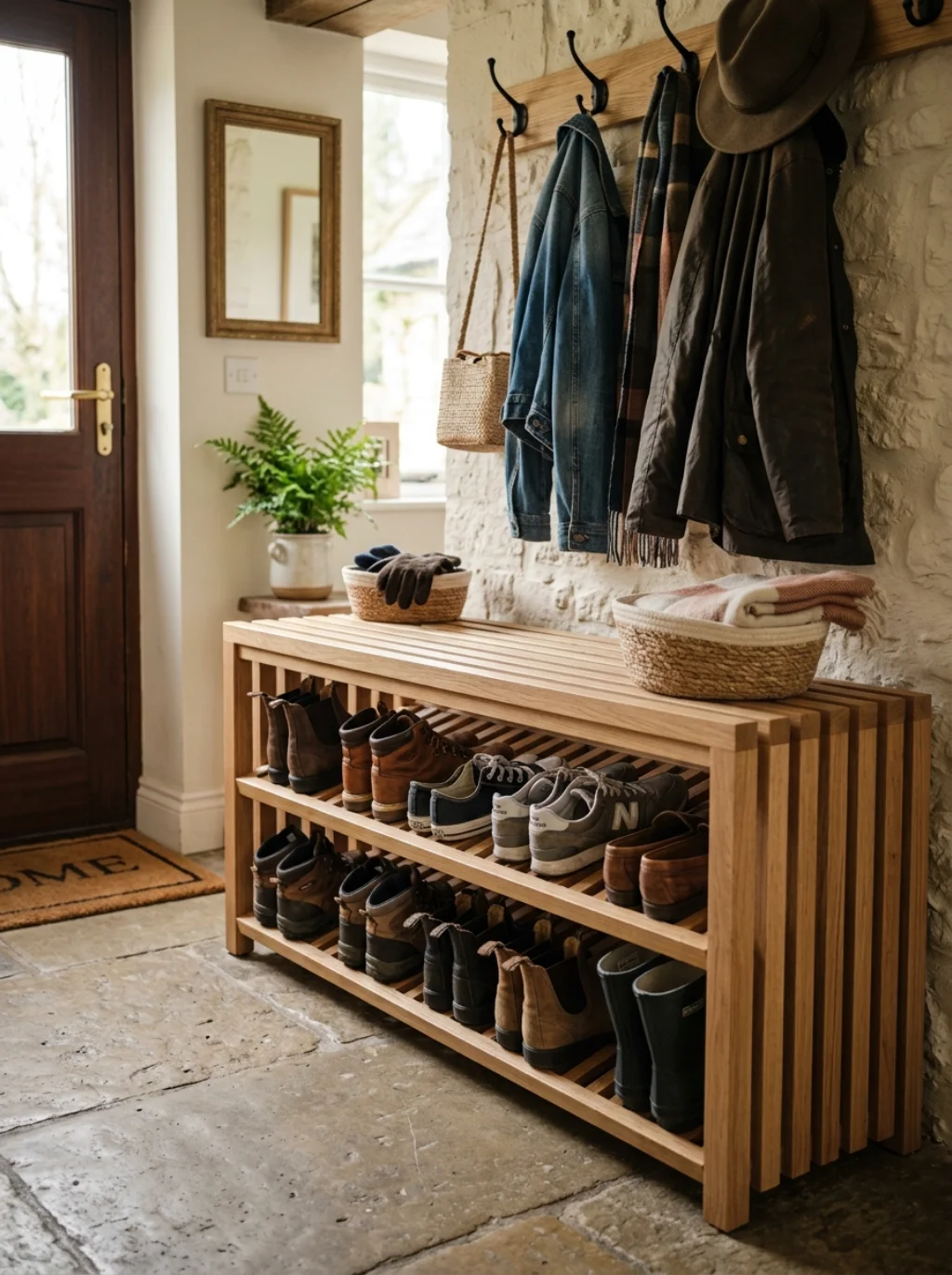 Mudroom Bench with Shoe Storage Solutions