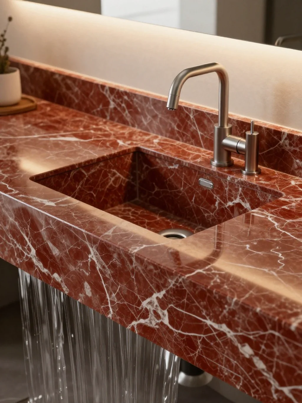Red Marble Bathroom Countertop Design Options
