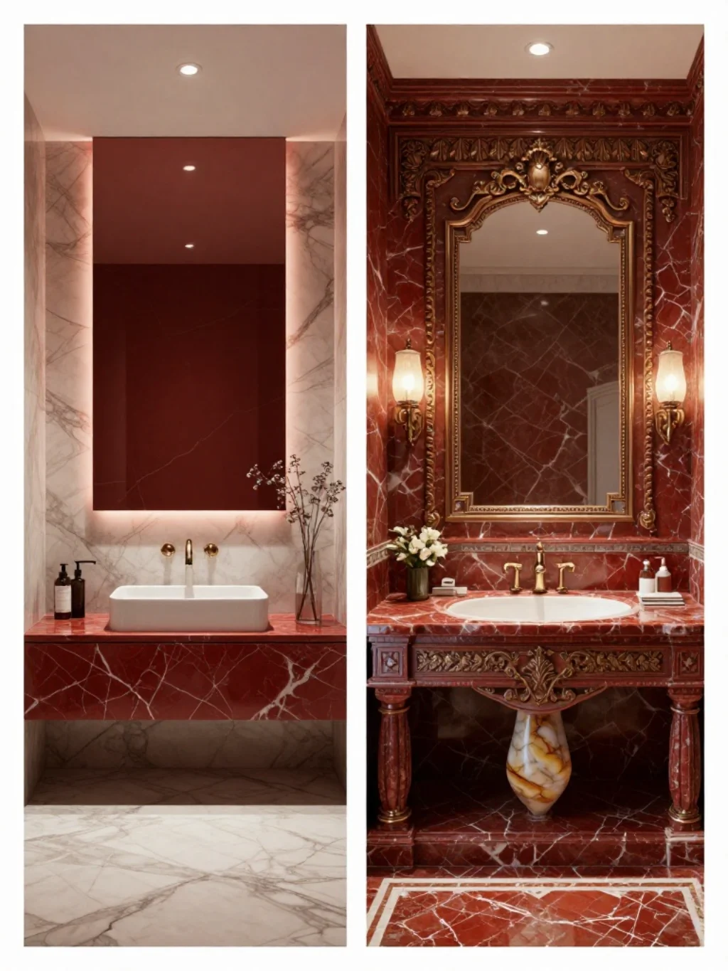 Red Marble Bathroom Design Trends: Modern Aur Traditional Styles